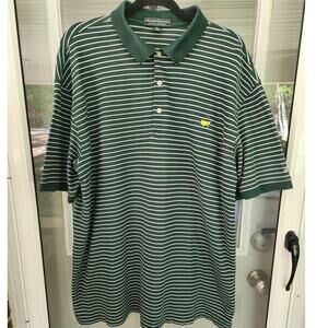 Masters Collection Mens XL Golf Polo Shirt Green White Striped Pima Cotton